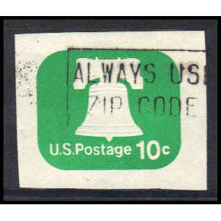 Used U567 10c Liberty Bell Very Fine Cut Square Z2918