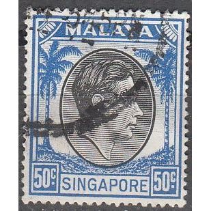 Singapore 1948 Michel 17C O Cote (2004) 0.20 € Roi George VI Cachet rond