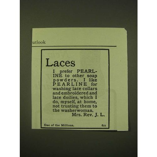 1902 Pearline Soap Ad - Laces I prefer Pearline to other soap powders