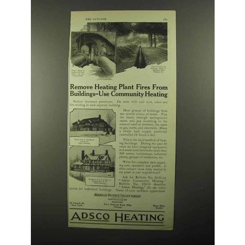 1922 American District Steam Adsco Heating Ad - Fires