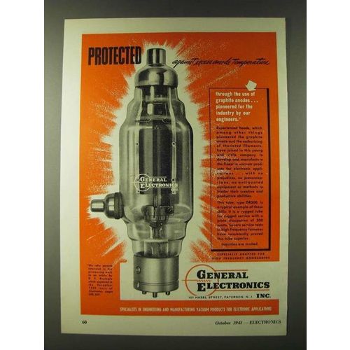 1943 General Electronics Type DR300 Tube Ad - Protected against