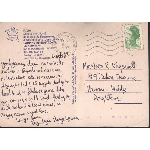 France Postcard 1983 - Camping International De Kervel