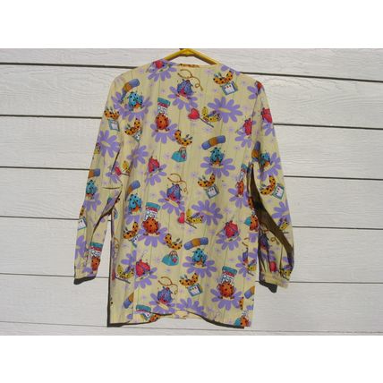 Cherokee Scrub Top XS 42 Chest NWOT Lt Yellow Ladybugs Medical Vet