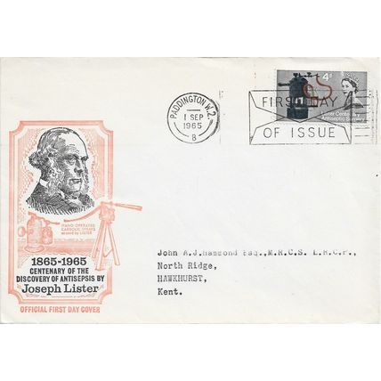 GB 1965 Joseph Lister GPO FDC Paddington pm