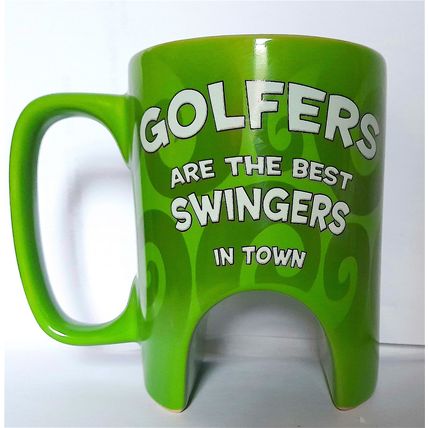 COFFEE MUG - GOLFERS ARE THE TOWN's BEST SWINGERS 13 x 10 cm - CLEAN, VERY GOOD