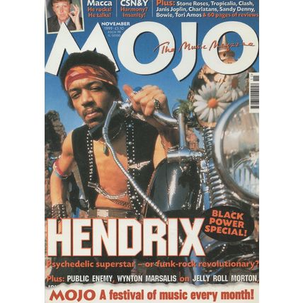 Mojo Jimi Hendrix Issue Motorbike T-Shirt Advertising Postcard