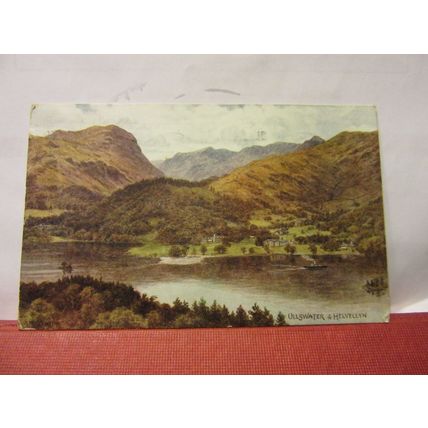 ULLSWATER & HELVELLYN, CUMBRIA, A. R.Quinton used antique postcard 1921 pm =