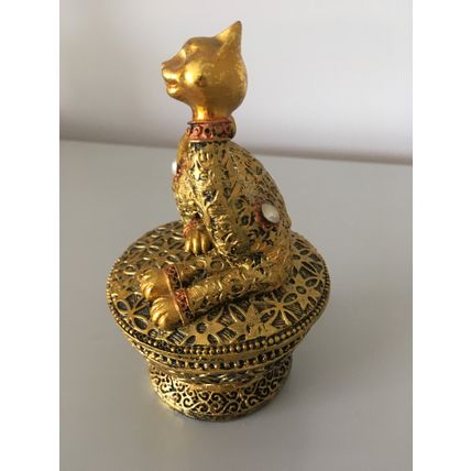 TRINKET BOX - GOLD JEWELLED CAT