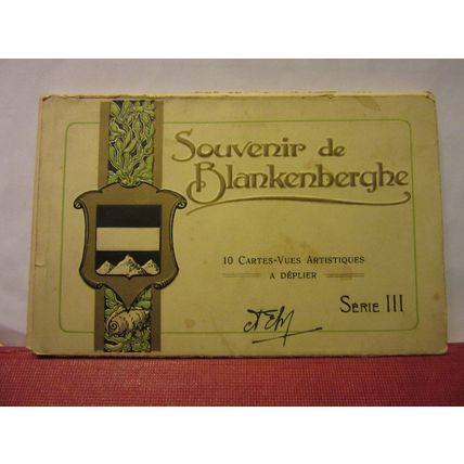 5 of 10 BLANKENBERGHE, BELGIUM unused antique postcards with card wallet/