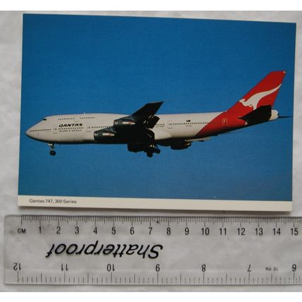 old postcard Qantas 747, 300 Series