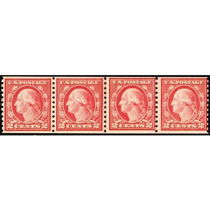 492, Mint NH 2¢ Coil Line Strip of Four CV $153 - Stuart Katz
