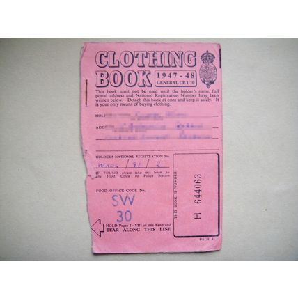 Ration Book 1947 - 1948. UK Clothing Coupons