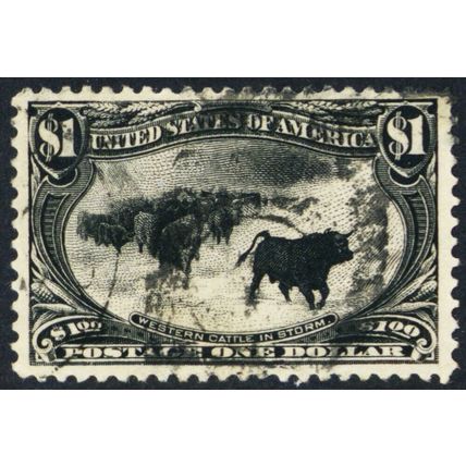 292, Used $1 XF GEM - Beautifully Centered Cattle In Storm - Stuart Katz