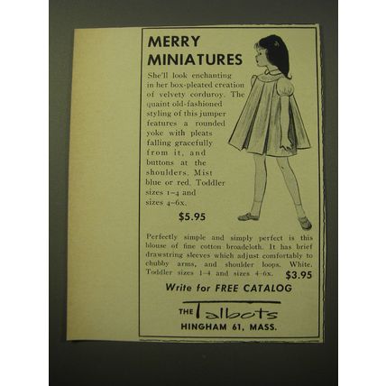 1960 Talbots Children's Jumper Ad - Merry Miniatures
