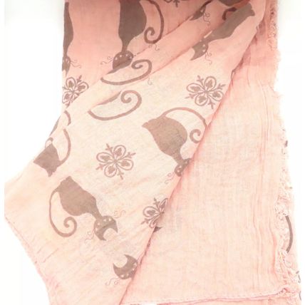 Womens Black Cat Scarf Thin Pink 192 cm x 72 cm Comes Boxed Gift Accessory