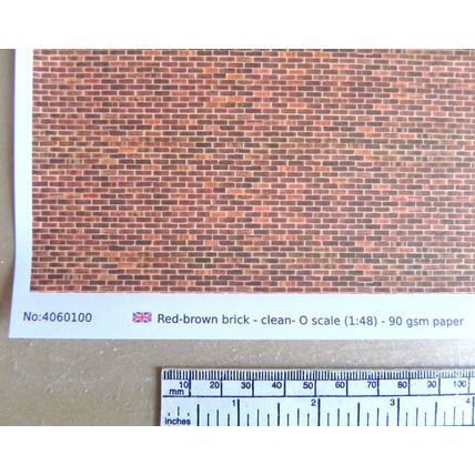 Papier brique rouge/brun pour O gauge - échelle 1:48-feuille A4 (297 x 210 mm)