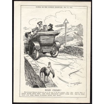 ROAD CLEAR? 1913 Leonard Raven-Hill - Montenegro PUNCH CARTOON PAGE