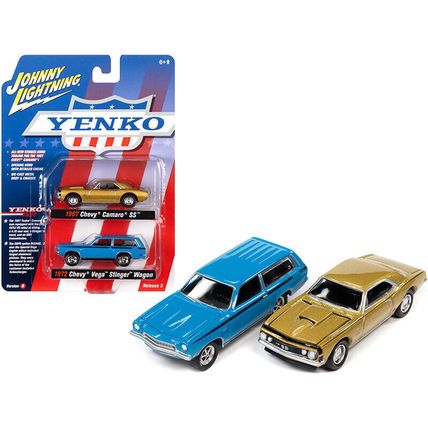 1967 Chevrolet Camaro SS Gold Metallic and 1972 Chevrolet Vega Stinger Wagon ...