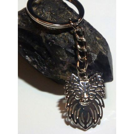 LONG HAIRED CHIHUAHUA DOG KEY RING WITH KEY CHAIN & VELVET GIFT BAG