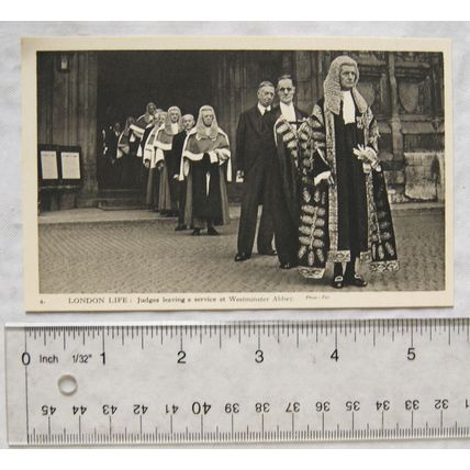 vintage postcard Judges Leaving Westminster Abbey, London
