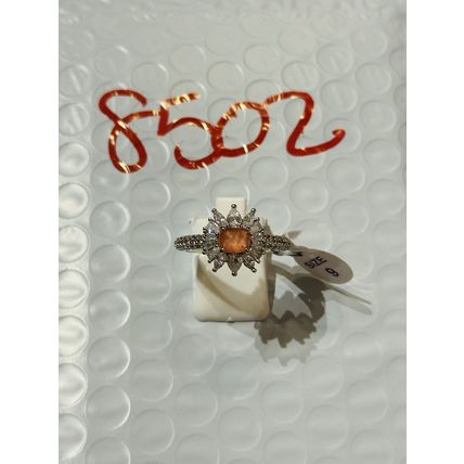 NWT Ring Bomb Party Sz9 RBP Flower Brilliant Orange Rhodium P Costume Jewelry