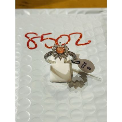 NWT Ring Bomb Party Sz9 RBP Flower Brilliant Orange Rhodium P Costume Jewelry