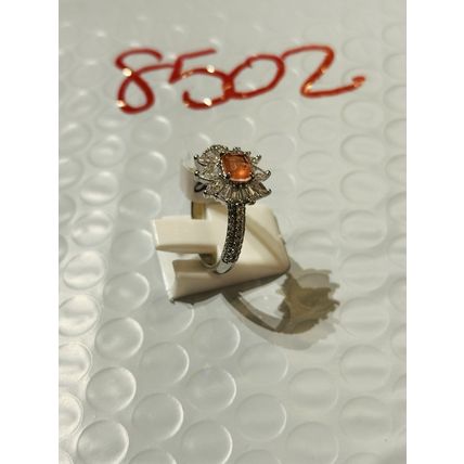 NWT Ring Bomb Party Sz9 RBP Flower Brilliant Orange Rhodium P Costume Jewelry