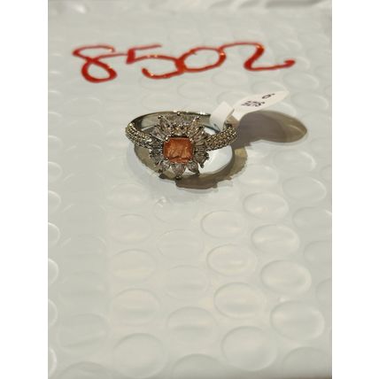 NWT Ring Bomb Party Sz9 RBP Flower Brilliant Orange Rhodium P Costume Jewelry