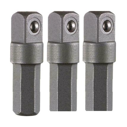 TCTS Male 1/4 Drive Hex to Screwdriver Drive Adaptor -Shaft for Nut Spinner X 3