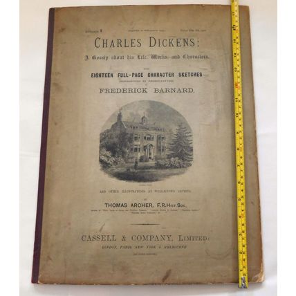 Antique Charles Dickens Works & Characters 6Vol Folio Size Set F Barnard Illust