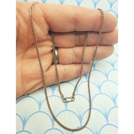 Vintage Italian Rose Gold Plated 925 Sterling Silver Curb Link Chain Necklace