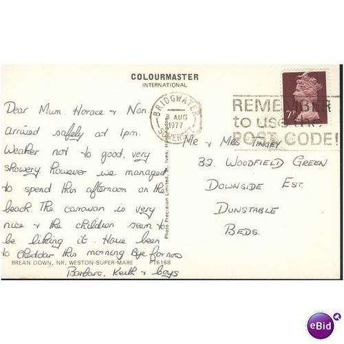 GB Postcard 1977 - Brean Down, Nr. Weston-Super-Mare, Somerset