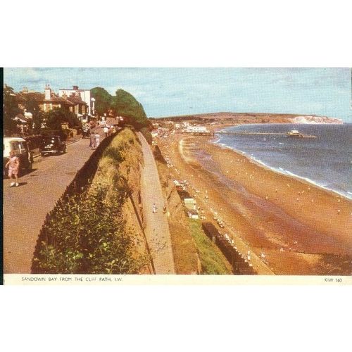 Vintage Nigh Postcard 1958 - Sandown Bay From The Cliff Path IOW - KIW 160