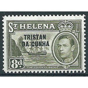 Tristan Da Cunha 1952 SG8 8d Olive-Green Mounted Mint ..