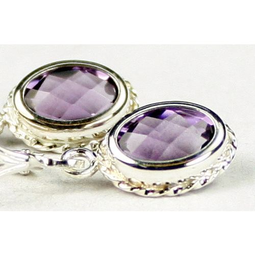 Amethyst, 925 Sterling Silver Leverback Rope Earrings, SE006