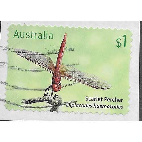 AUS 2017 $1.00 (S/A) 'DRAGONFLIES -SCARLET' (ON PAPER) FINE USED (EBID64-090)