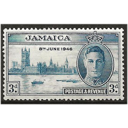Jamaica 1946 SG142 3d Blue Victory Mounted Mint . ..