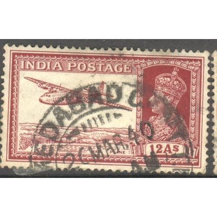 India 1937 - SG 258 - KGV1 12a lake - Armstrong Whitworth Ensign 1 - used