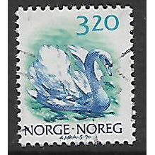 NORWAY 1988 WILDLIFE 3K.20 MUTE SWAN SG 1021 FINE USED#
