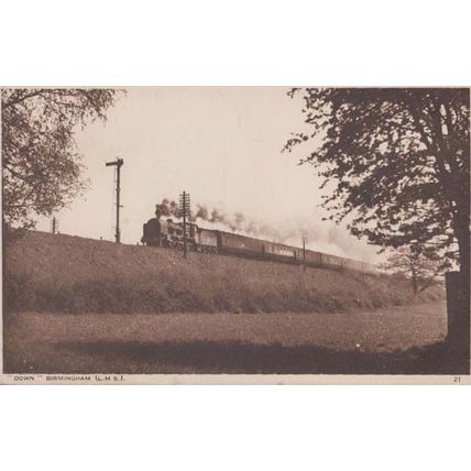 Down Birmingham Train Antique Railway London Photochrom Railways Postcard