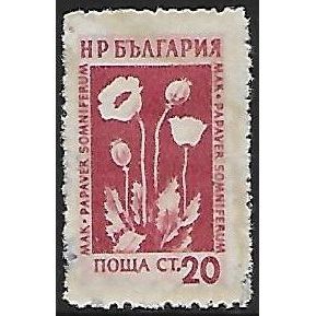 Mi 879: 20 st. carmine/cream Medicinal Flowers: Opium Poppy, comb perf. 13¼