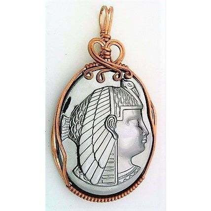 Queen Glass Cameo Copper Wire Wrap Pendant 8