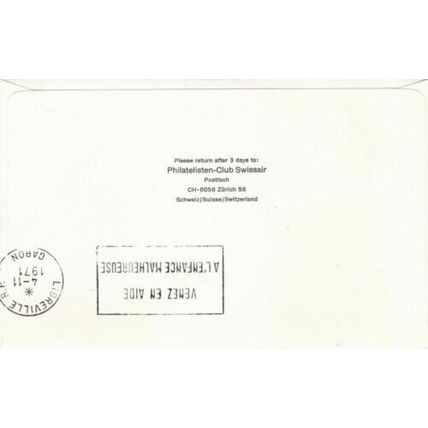 United Nations 1971 Air Afrique Geneva-Libreville First Flight Cover typed VGC
