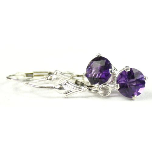 Amethyst, 925 Sterling Silver Leverback Earrings, SE017
