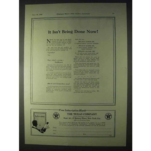 1922 Texaco Ad - Nabob, Aleph and Altair Oil