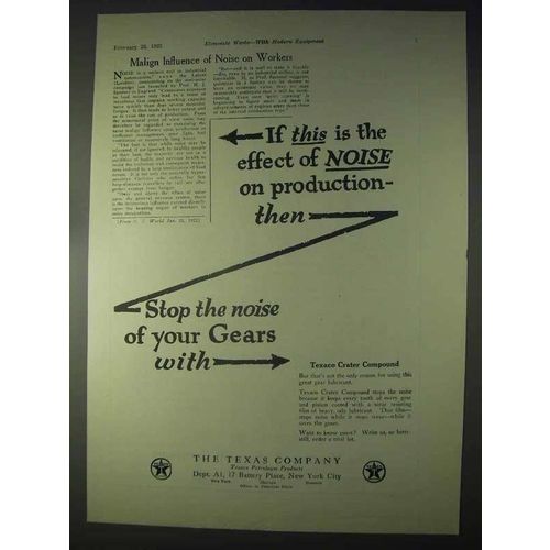 1922 Texaco Crater Compound Ad - Stop the Noise