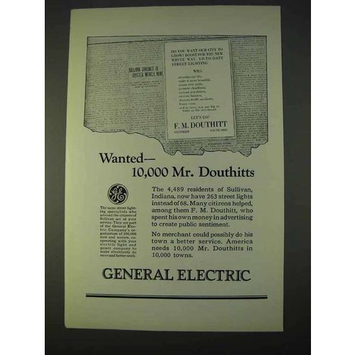 1923 General Electric Ad - Wanted 10,000 Mr. Douthitts