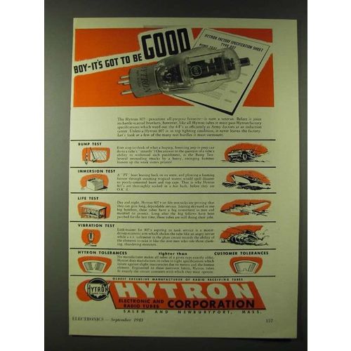 1943 Hytron 807 Tube Ad - Boy it's got to be good