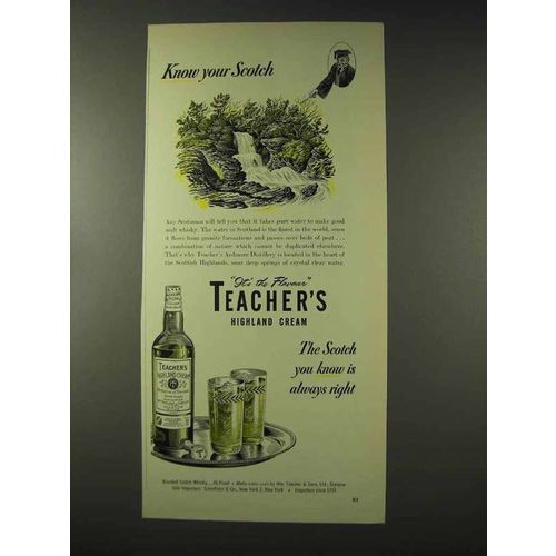 1948 Teacher's Highland Cream Scotch Ad