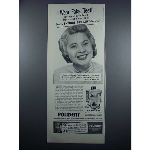 1948 Polident Denture Cleanser Ad - False Teeth